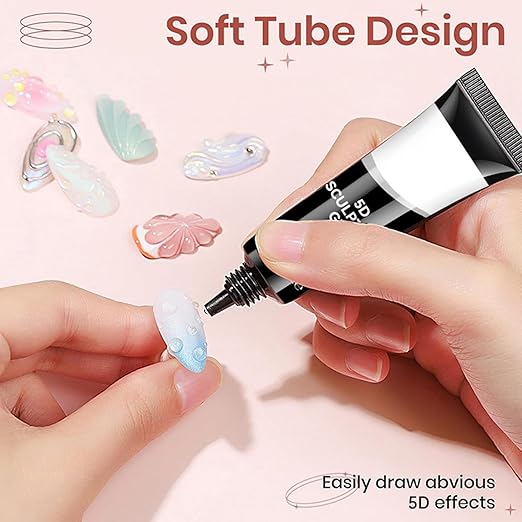 3pcs Nail Sculpting Gel | Clear 5D Fingernail Art Gel | 8ml Sculpting Molding Nail Glue for Beginner Professional Home Salon Wedding Halloween Christmas Party Girls