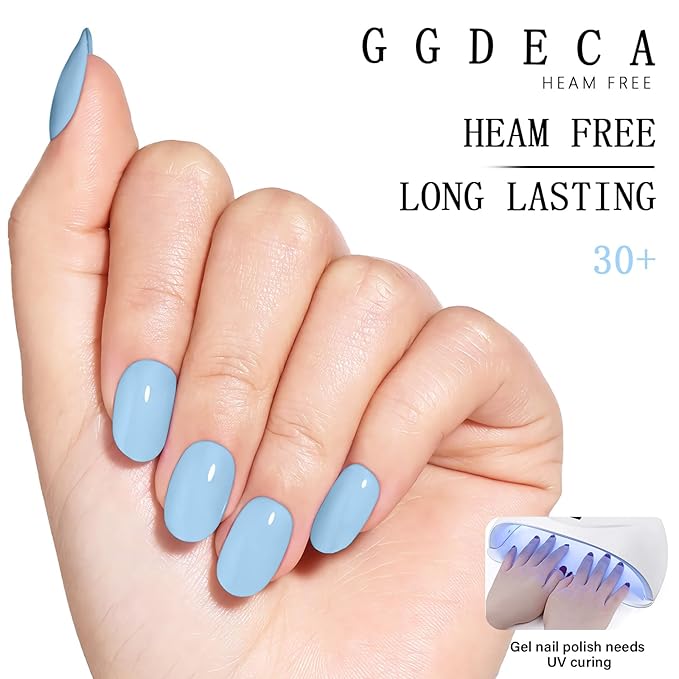 15ml Light Blue Gel Nail Polish, Pastel Blue Gel Polish, Milky Pale Color Same Color Same Bottle, High Gloss U V Soak Off Nail, DIY Sparkle Manicure Salon