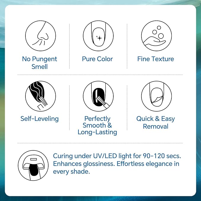 3-Free Gel Nail Polish Set - 6 Pcs 10g Nude Blue Soak Off UV/LED Gel, Long Wearing Without Pungent Odor Nail Gel, Nail Beauty Manicure Kit for Professional, Salon & Home Use, No Hema & TPO & Di-Hema