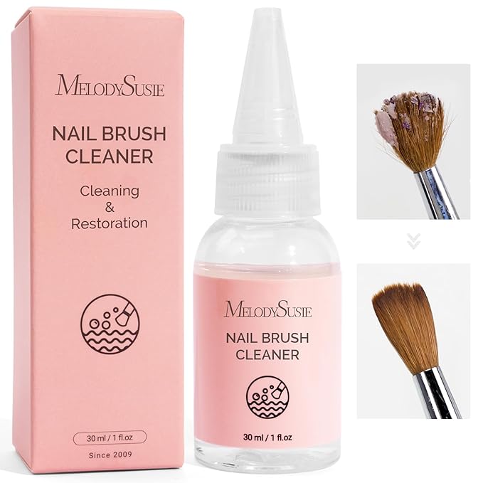 MelodySusie Nail Brush Cleaner, Acrylic Gel Nail Brushes Cleaning & Restoration Wax and Gel Removing Solution for Manicure Salon at Home 30ml/1fl.oz