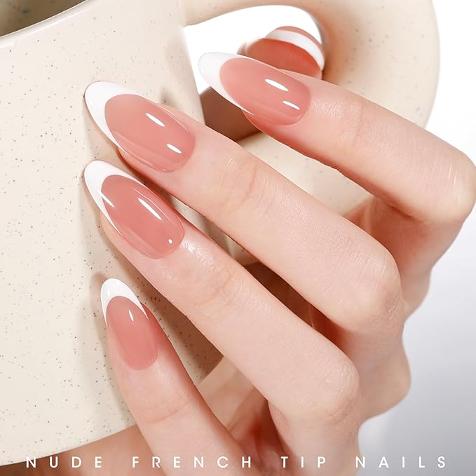GELLEN Nude Gel Nail Polish, Jelly Nude U V Gelpolish French Tip Gel Nail Polish Set Soak off French Manicure Kit for Nail Art