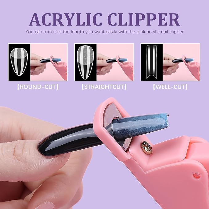 Fake Nail Tips White Clear: Sweet Trend No C Curve Tapered Square Nail Tips for Acrylic Nails - 480Pcs 12 Sizes Extra Long Straight Nail Extension Kit - with Glue Remover & Glue Acrylic Clippers Set