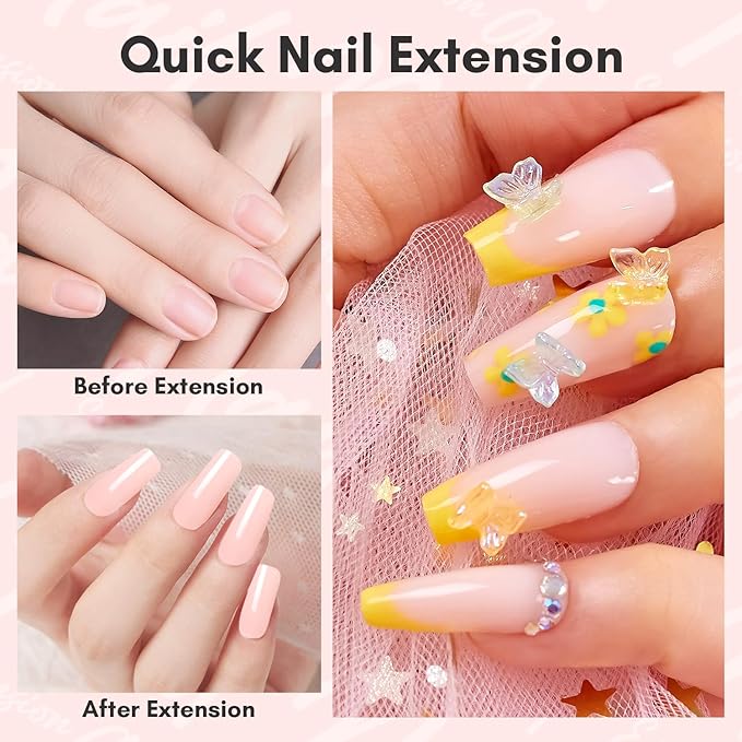 Makartt Hema-Free Poly Nail Gel 50ML Professional Gel Builder for Nails, Light Nude Pink, Nail Extension Color Gels Multifunctional Long-Lasting Easy to Use DIY Home Salon-Peach