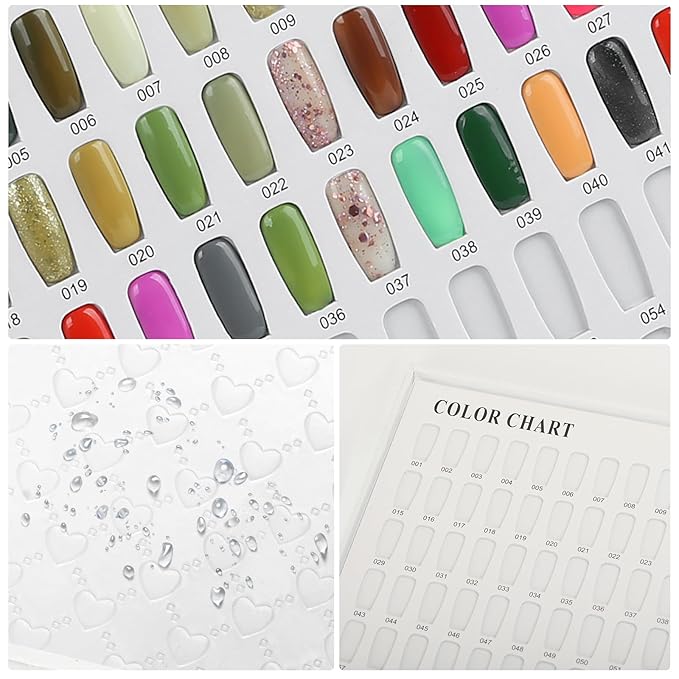 308 Colors Nail Swatches Book with 360 Nail Tips Professional Nail Color Chart Card Display Gel Polish Book Nail Painting Practice Design Board No Need Pasting, No Need Glue for Nail Salons