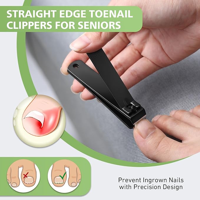 BALUCA Heavy Duty Toenail Clippers for Thick Nails & Seniors – Straight & Curved Blade Professional Nail Clipper Set with 360° Rotating Head, Nail Lifter – Ingrown Toenail Tool Solution