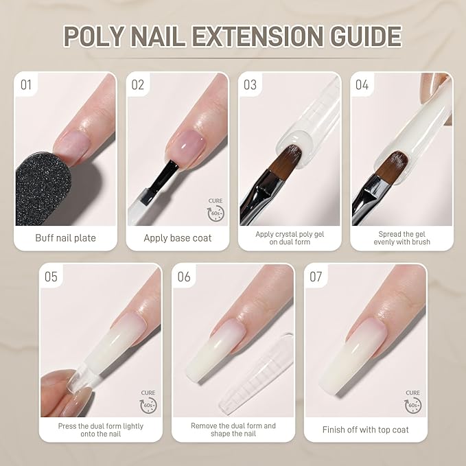 GAOY Watery Crystal Poly Gel for Nail Extensions, 30g Nail Builder Gel, Thin Viscosity, Easy Application & High Hardness, Milky White 01