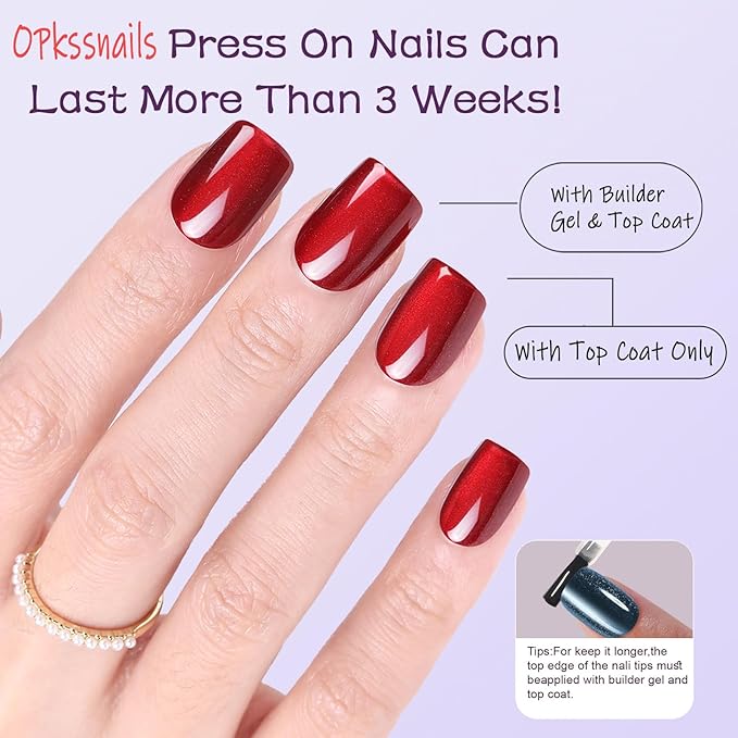 Cat Eye Press on Nails Short, OPkssnails 150pcs Summer Glittering Square Nail Tips, Soft Gel Nails False Nail, Soak Off Acrylic Fake Nails Extensions in 15 Sizes
