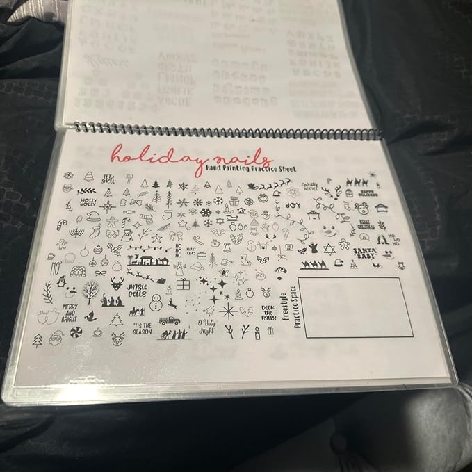 Nail Art Workbook Make Your own Nail Decal Stickers Reusable Gel Nail Design Practice Book for Gel Nail Polish Acrylic Nail foils Crystals Rhinestones Glitter Cartoon Nail Design Guide (6)