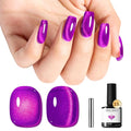 modelones Cat Eye Gel Nail Polish, Purple Magnetic Nail Polish with Magnet Yellow Glitter Soak Off U V Winter Gel Polish Shimmer Nail Art Top Coat Manicure Salon DIY
