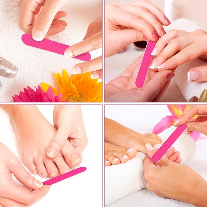 Tbestmax 400 Disposable Mini Nail File Bulk 3.4 inch Double Sided Emery Boards for Fingernail Tools 150 Grit Professional Nail Buffering Files