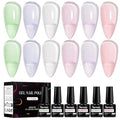 MTSSII 6PCS Jelly Gel Nail Polish Transparent Pink Green Violet Colors Sheer Nude Gel Polish Kit for Salon Gel Manicure and Nail Art DIY at Home