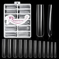 Ranrose Extra Long Nail Tips, 240PCS XXXL Long Square Acrylic Nails Full Cover Clear Long Straight Tapered Square Nail Tips 12 Sizes Pre-shaped Fake Nails for DIY Press On Nail Extensions for Women
