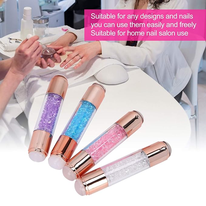 Manicure Stamping Plates, Fashionable Nail Stamper Kit 4Sets Double Ended Pen Colorful Rhinestones for Salon for Home