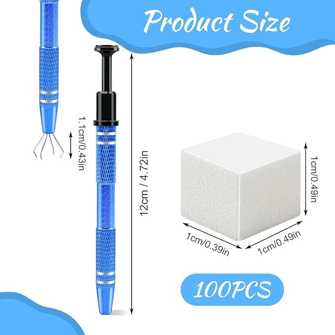 Eiito 100Pcs Soft Nail Sponges for Ombre, Nail Art Sponges With 2Pack Grabbing Pen, Aura Nails, Ombre Nail Brush, Manicure Nail Art Tools (Black+blue)