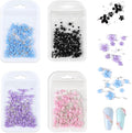 800 Pieces 3D Flower Nail Art Charm White Flowers Nail Decoration Decals Multicolor