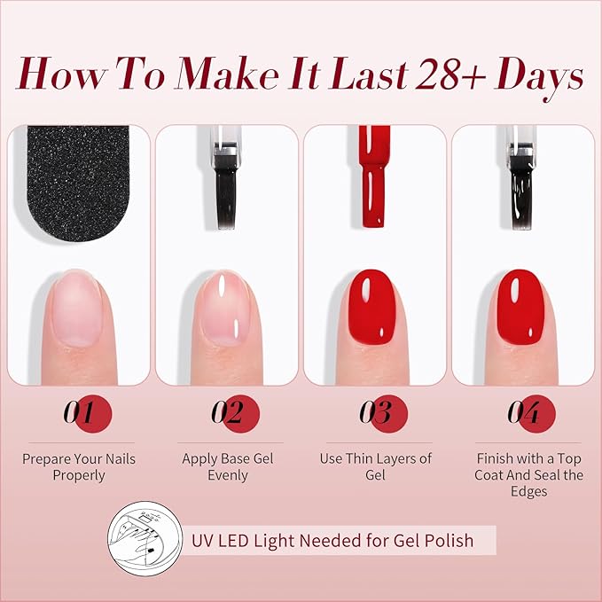 Born Pretty Jelly Gel Nail Polish Spring Summer Neon Gel Polish,Brown Blood Wine Red Blue Purple Green Translucent Effect,Soak Off U v LED Light Cure Nail Art Kit for Salon Manicure and DIY at Home