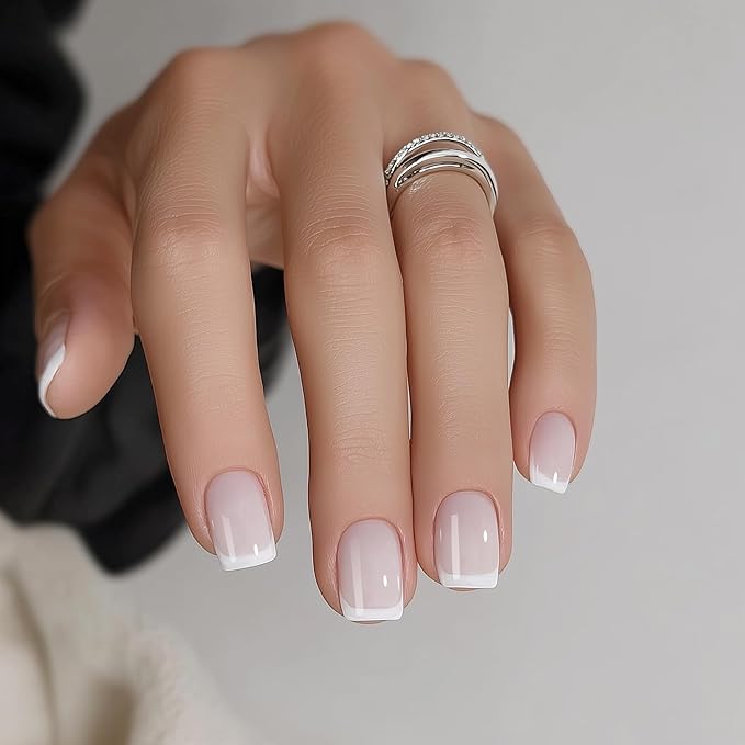 DANNI & TONI Semi Cured Gel Nail Strips Translucent White (Opal Veil) White-Tipped French Gel Nail Wraps 28 Stickers