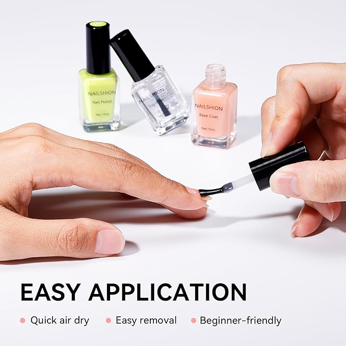 Clear Top Coat and Nude Base Coat Ridge Filler Strengthening Anti Chip Nail Polish, Non Gel, Rich in Castor Oil & Calcium, Salon Quality, Vegan, High Glossy Quick Dry Home DIY Nail Art Gift