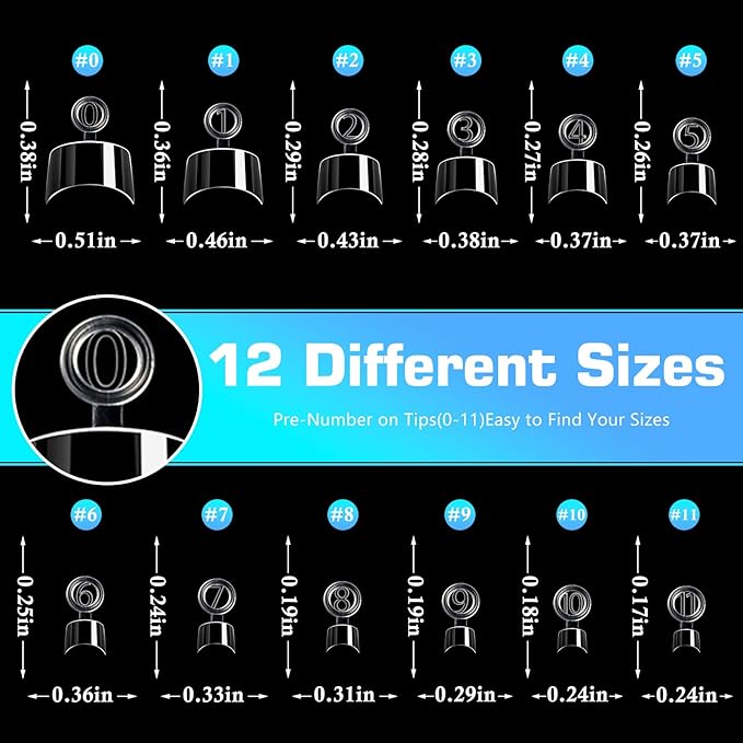 240pc Square Gel Nail Tips Short Fake Nails for Press on Nails Clear Acrylic Nails Tips, 12 Sizes Half Cover Nail tips Square Soft Gel Nail Tips False Nails Extension Artificial Fingernail