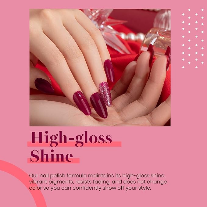 Beetles Burgundy Red Gel Polish-15ml Burgundy Dark Red Gel Nail Polish UV LED Nail Lamp DIY Wine Color Nail Art Design Gift for Women