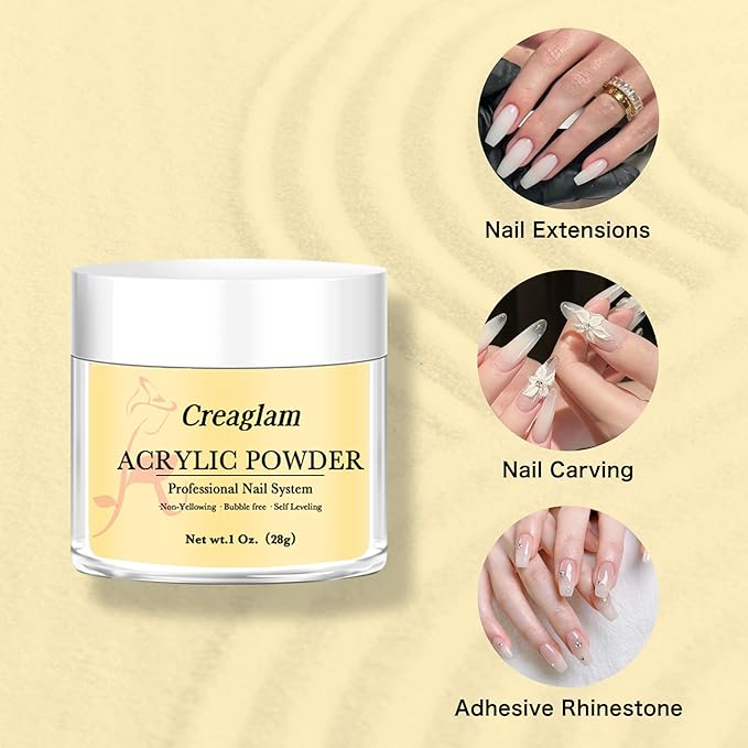 Professional Acrylic Powder for Nail: Large Capacity 3 Colors Pink Tulle Wax Yellow Festival Bloom Acrylic Nail Powder Polymer for Carving Nails - 28g 3D French Nail Manicure Extension