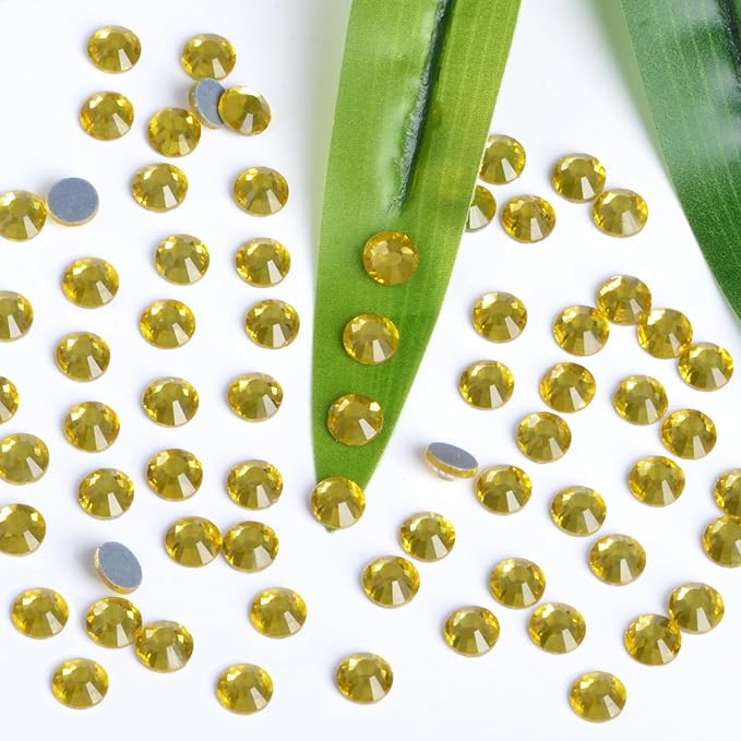 Bymitel Hotfix Crystal Rhinestones Round Gem Iron on DIY Jewelry Making Flat Back for Craftss,Citrine, 1.6mm(SS4/2880pcs)