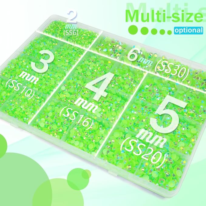 Peridot AB Resin Rhinestones w B7000 Jewelry Glue for Bedazzling Crafting 2mm-6mm Neon Green Flatback Jelly Stones Diamonds Gems Bedazzler Kit for Nails Face Eyes Makeup Tumblers Bottles Crafts