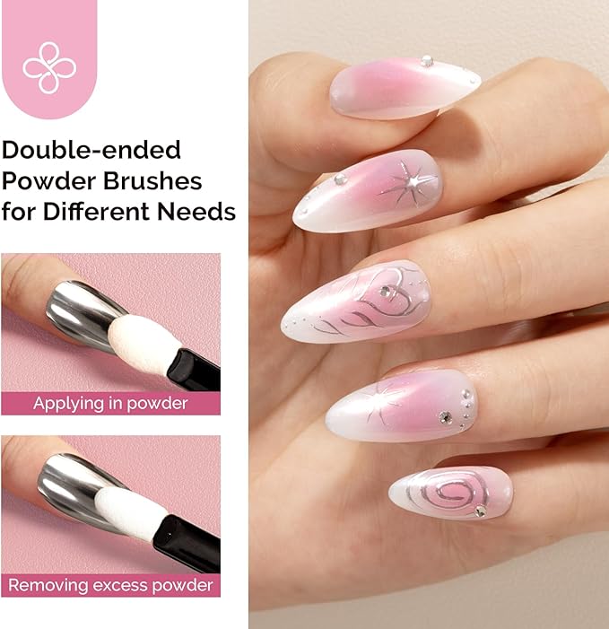 MelodySusie 4Pcs Chrome Nail Powder for Gel Nails, Aurora Fine Glitter Powder Mirror Effect Pigment Pearlescent Mermaid Pigment Pearl Glitter for Home DIY Salon Use