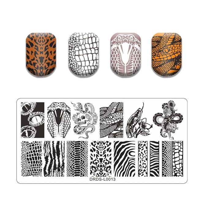 VNC 13PCS Nail Stamp Templates Set - 8Pcs Stamping Plate + 2Nail Stamper + 2Scraper+1Pcs Case Flower Butterfly Animal Design Metal Image Nail Plates Print Stamper Decals Set Manicure Stencils Tools
