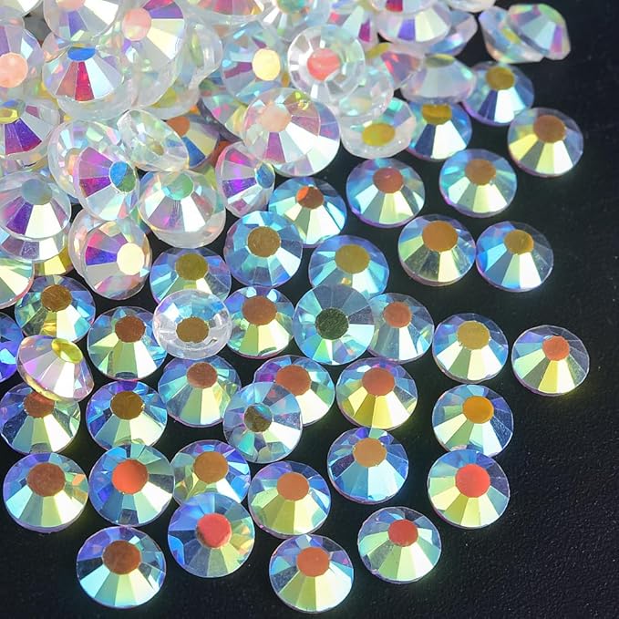 Blinginbox 1440 Pieces SS16/3.8-4mm Clear Crystal Flat Back Brilliant Round Rhinestones Glass Stones Glitter Gems Transparent Crystals Diamond (Clear AB).