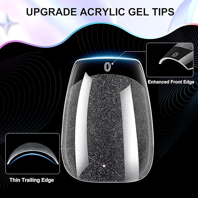 Extra Short Coffin Nail Tips - 12 Sizes 240Pcs Soft Gel Pre-Shaped Nails, Half Matte Full Cover False Nail Tips for Nail Extension, Manicure, Home DIY, Salon, Acrylic Gelly Nails