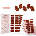 WOKOTO 2 Sheets Semi Cured Gel Nail Strips (Brown)-16 Pcs Per Sheet Gel Nail Stickers | Gel Nail Wraps | Uv Light Required, Salon Quality, Real Nail Polish Strips Stick On Nails Kit With Nail File