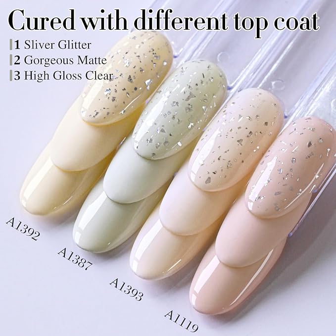 Double Rhythm Gel Polish 15ML Jelly Sheer Pastel Light Milky Color Pearl White Bottle 1 PC 0.5 OZ Full Size Nail Art Salon at Home (Gray White-D1387)