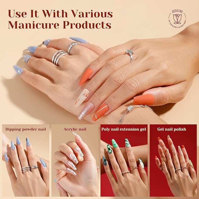 ROSALIND Half Matte Medium Coffin Fake Nail Tips, 264PCS Press on Nails Coffin Full Cover Medium False Nail Tips DIY Manicure Salon Artificial Extension Nails(One-Sided No File)