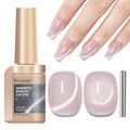 Cat Eye Gel Nail Polish, Nude Moonlight Cat Eye Nails with Magnet Stick For Holographic Shimmer Cateye Glitter Effect UV Nail Art Manicure Salon DIY Home
