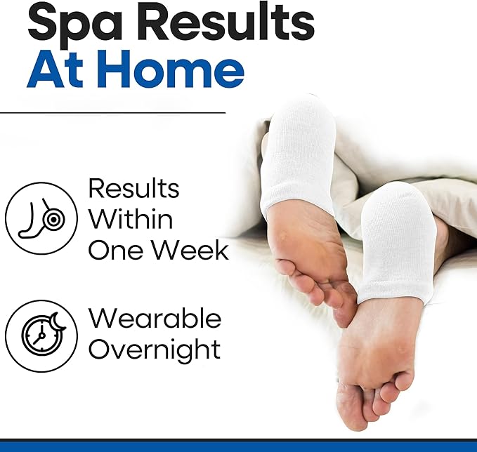 Moisturizing Socks for Mens Cracked Heels - Moisturizer Heel Sleeves to Smooth & Soften Rough Cracked Heels & Dry Feet. Large Aloe Moisturizing Heel Socks (White - 3 Pairs, Fits Most)