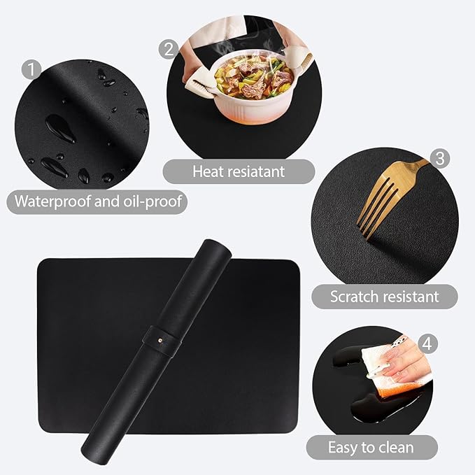 Nail Art Table Mat, (Mat Only) Foldable Hand Rest Manicure Pad, Soft Microfiber PU Leather Arm Rest Pad for Acrylic Nails, Nail Polish Mat for Nail Tech Salon Home, Black