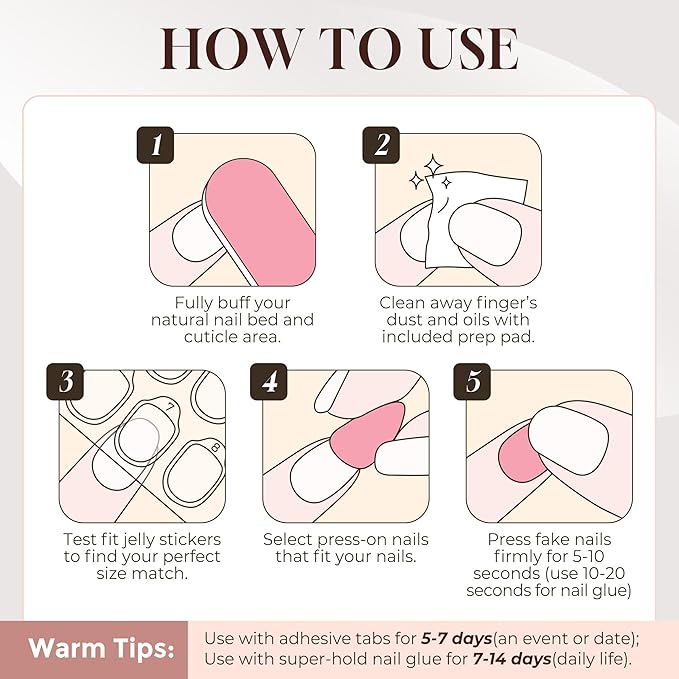 UNA GELLA Press On Nails: Almond French Tip Soft Gel Press Ons Short Kit with Nail Tips Glue on Nails, 16 Sizes - 32Pcs Reusable Chrome French Fake Nails Kit, Gift for Women