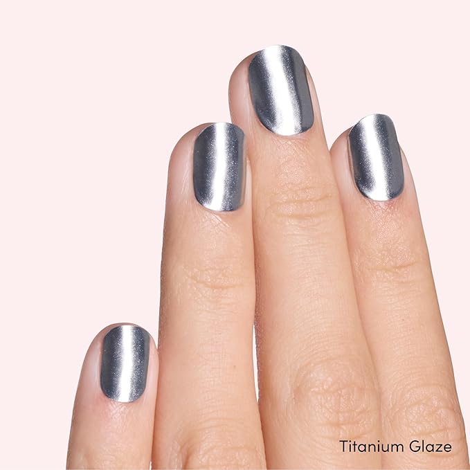 Dashing Diva Glaze Nail Strip Duo - Silver State of Mind Collection - Titanium Glaze & Just Put A Bow On It - Long Lasting, Chip Resistant, Semi-Cured Gel Nail Strips - Contains 2 Colors