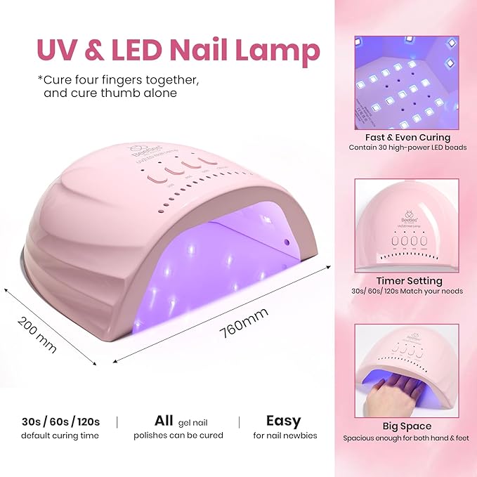 Beetles 20 Color Jelly Gel Nail Polish Set - 80 Pcs Gel Nail Polish Kit with U V Light Milky Pink Nude Red Glitter Sheer Daylight Nails Kit with Cat Eye Top Coat Rubber Base, Women Teens Girls Gifts