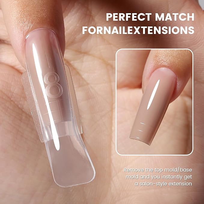 YOKEFELLOW Original Sandwich Nails Dual Forms - 240Pcs Nail Mold for Quick Nails Extension, No Paper Forms Needed, 15 Sizes Plastic Form, Salon Nail Art Tools(W559-Square)