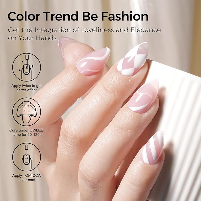 TOMICCA White Gel Nail Polish, 15ml White Gel Polish, Soak Off UV LED Soft Pale Color High Gloss Colors Long Lasting French Nail Art Manicure Salon DIY Design