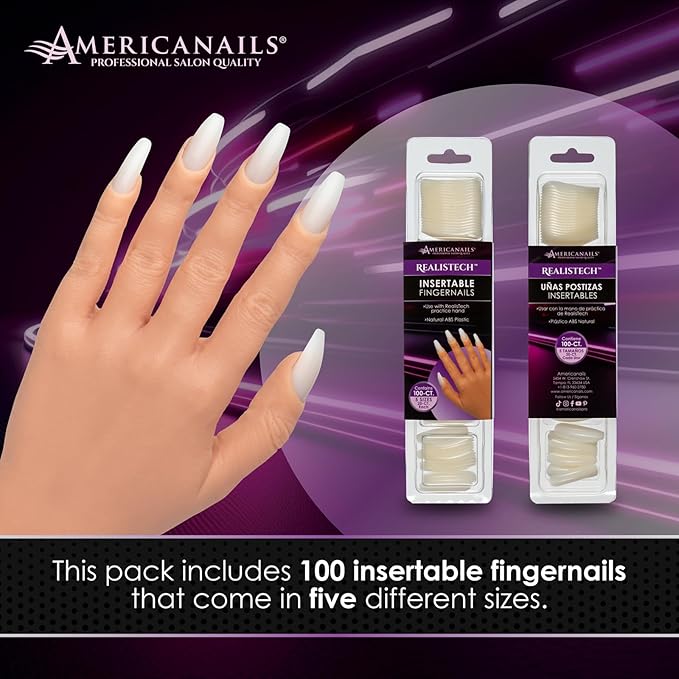 Americanails RealisTech Practice Hand Insertable Fingernails 100ct