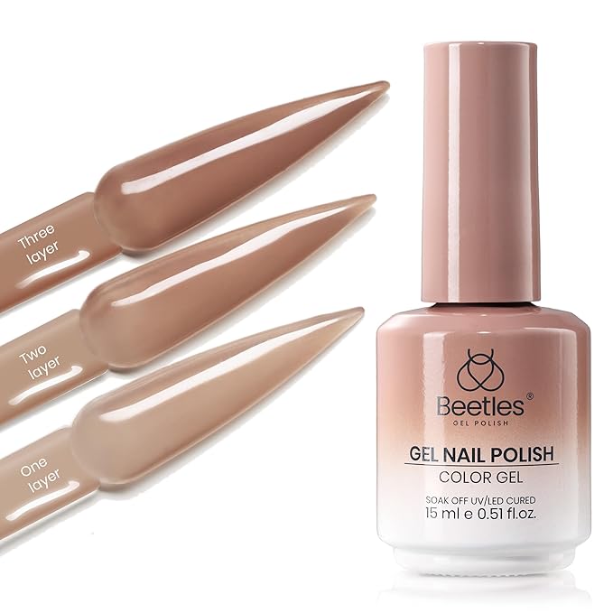 Beetles Brown Jelly Gel Nail Polish - 15ML Soft Brew Natural Nude Brown Gel Polish Sheer Fall Gel Polish Nail Concealer Soak Off UV French Nail Art Manicure Gift for Women