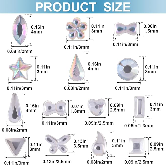 2 Disc Nail Art Charms, 3D Alloy Nail Art Decals, Mini Oval Star Flower Heart Rhinestones Handmade Supplies for Women DIY Craft Jewelry Manicure Embellishments- Silver