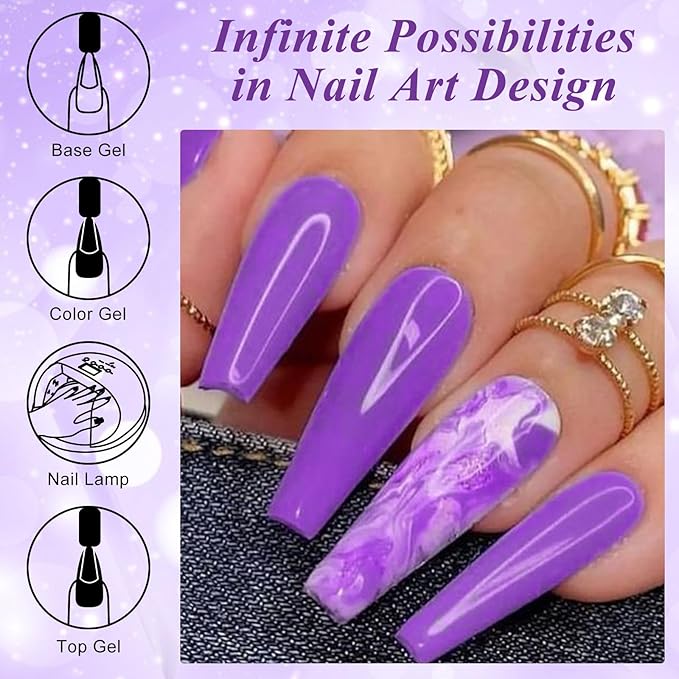 MEET ACROSS 9 Colors Gel Nail Polish + 3PCS Function Gel Nail Polish Kit,Fashion Nail Art Set Design Gifts for Women Manicure Salon (SET21, 12pcs)