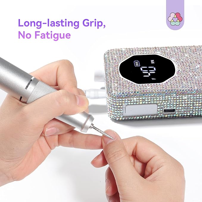 SAVILAND Professional Nail Drill 40000 RPM: Portable Electric Nail Drill Kit File Machine with Ceramic Nail Bits Sanding Bands for Acrylic Nail Gel Polish Manicure Salon Home Use, Glitter