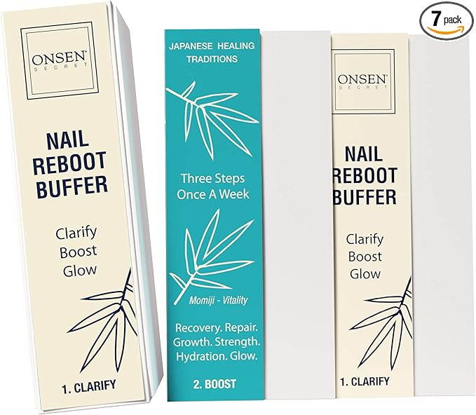 Professional Nail Buffer Block | Ultimate Shine Nail Buffing Block w/ 3 Way Buffing Methods & Replacement Buffer Pads | Japanese Buffer Block + 6 Replacement Buffer Pads Bundle by Onsen