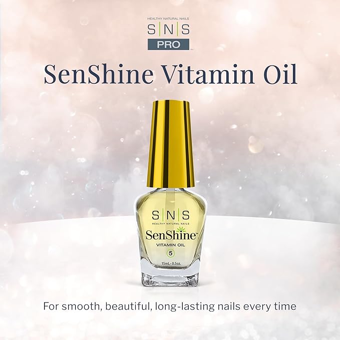 SNS Nail Polish for Nail Dip Powder, SenShine Vitamin Oil - Natural Formula that Supports Stronger & Healthier Nails - Lightly Scented Citrus Formula for Nails & Cuticles - No UV Lamp Required, 0.5 OZ