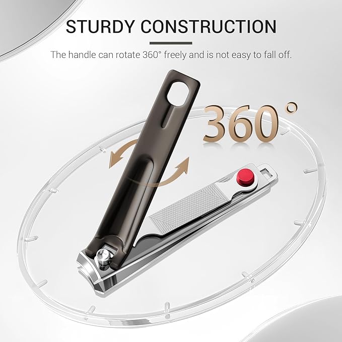 MelodySusie Nail Clippers Set, Ultra Sharp Toenail Clippers with Glass Nail File, 3 in 1 Stainless Steel Nail Clippers for Men Women, Fingernail Clipper Nail Cutter Manicure Set, Dark Gray